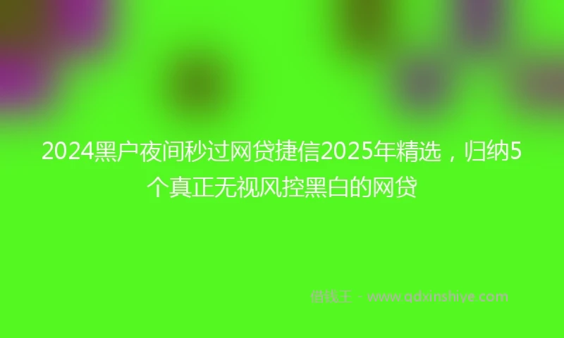2024黑户夜间秒过网贷捷信2025年精选，归纳5个真正无视风控黑白的网贷