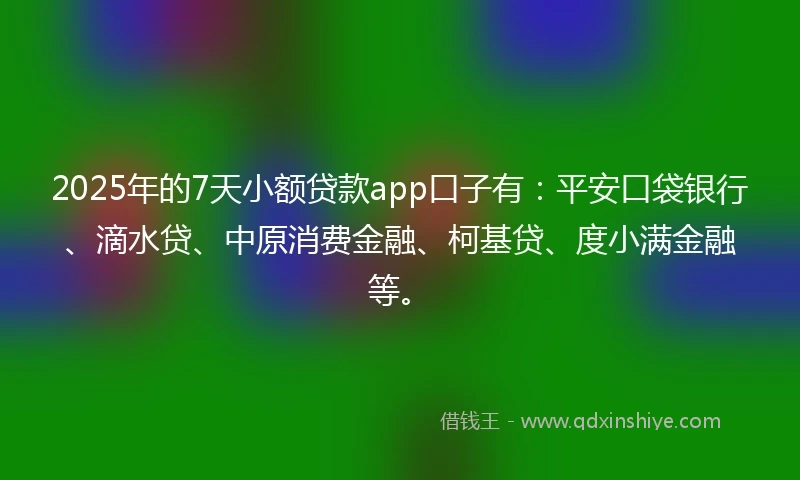 2025年的7天小额贷款app口子有：平安口袋银行、滴水贷、中原消费金融、柯基贷、度小满金融等。