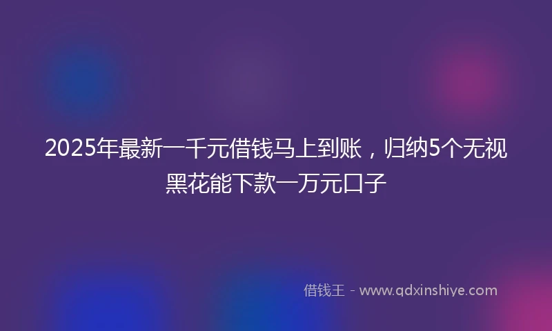 2025年最新一千元借钱马上到账，归纳5个无视黑花能下款一万元口子
