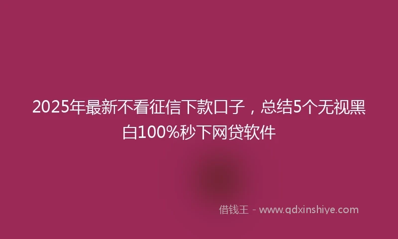 2025年最新不看征信下款口子，总结5个无视黑白100%秒下网贷软件