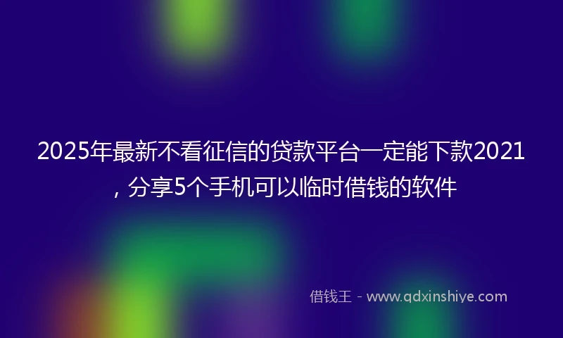 2025年最新不看征信的贷款平台一定能下款2021，分享5个手机可以临时借钱的软件