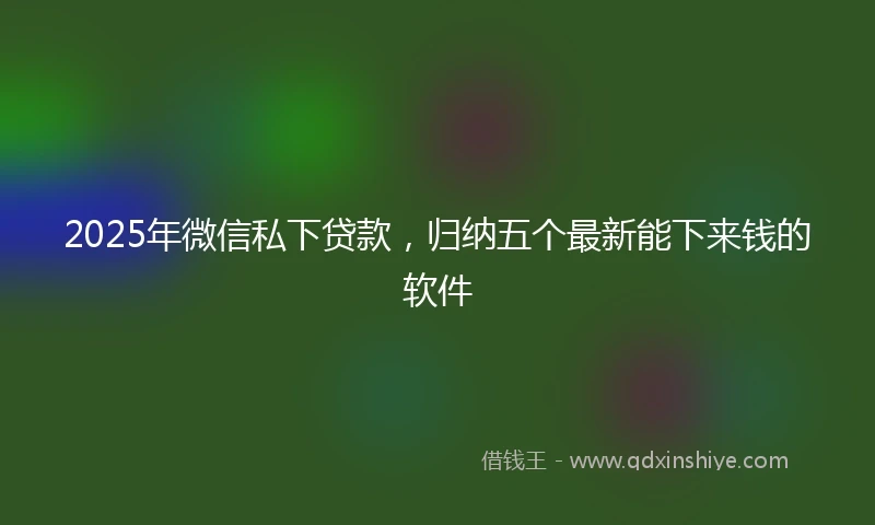 2025年微信私下贷款，归纳五个最新能下来钱的软件