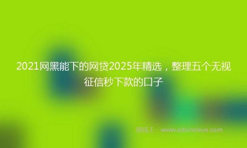 2021网黑能下的网贷2025年精选，整理五个无视征信秒下款的口子