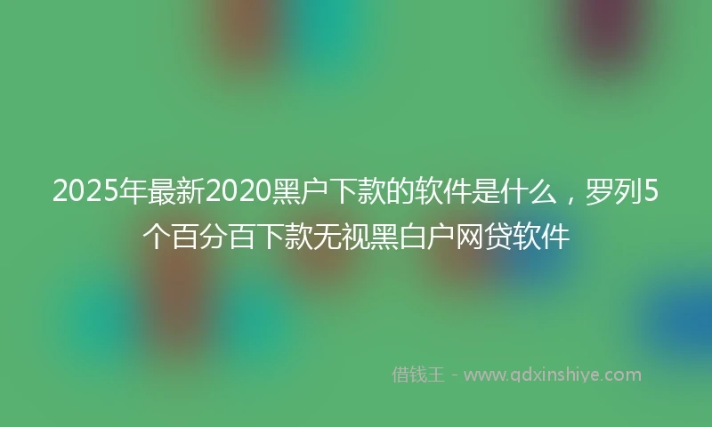 2025年最新2020黑户下款的软件是什么，罗列5个百分百下款无视黑白户网贷软件