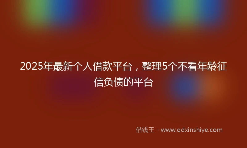 2025年最新个人借款平台，整理5个不看年龄征信负债的平台
