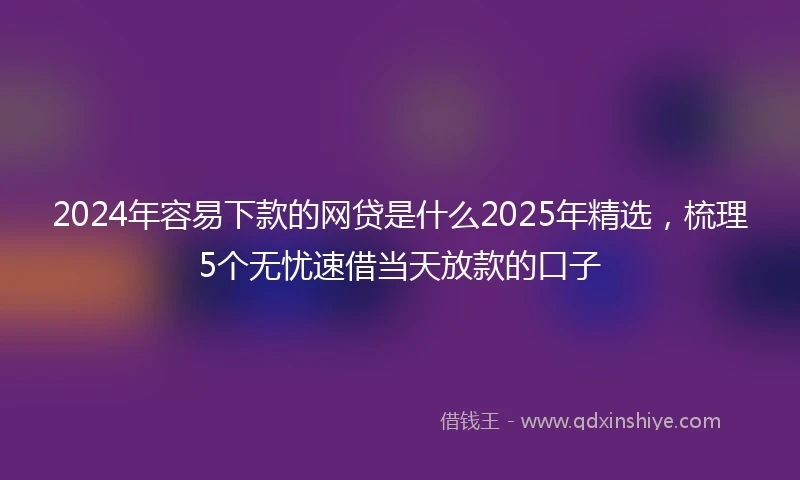 2024年容易下款的网贷是什么2025年精选，梳理5个无忧速借当天放款的口子