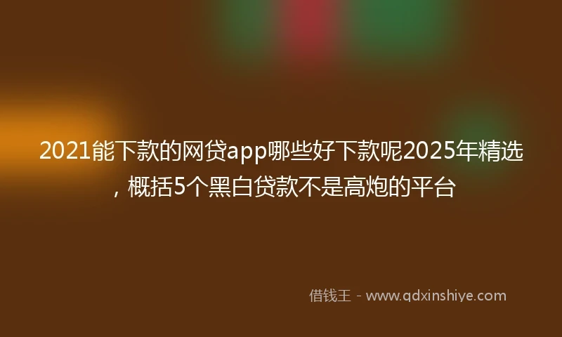 2021能下款的网贷app哪些好下款呢2025年精选，概括5个黑白贷款不是高炮的平台