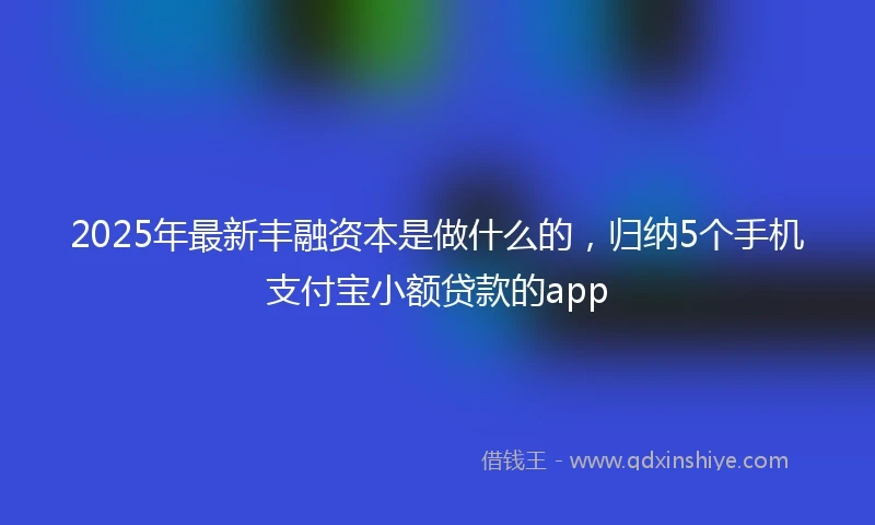 2025年最新丰融资本是做什么的，归纳5个手机支付宝小额贷款的app