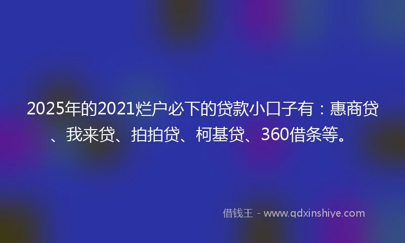 2025年的2021烂户必下的贷款小口子有：惠商贷、我来贷、拍拍贷、柯基贷、360借条等。
