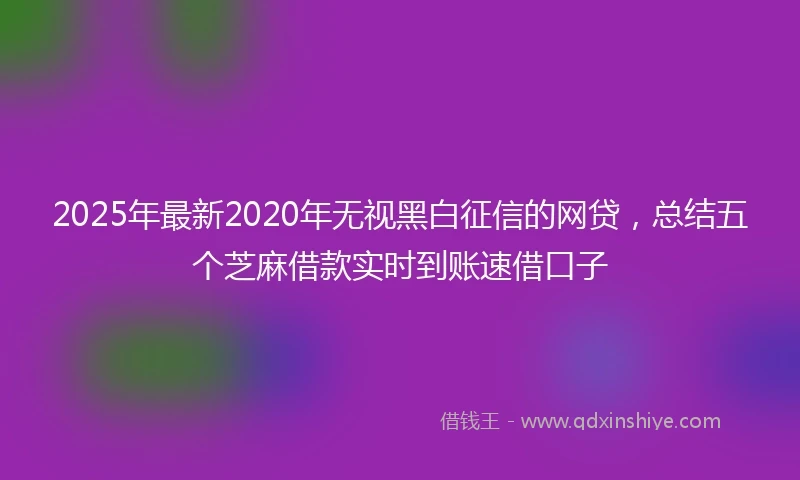 2025年最新2020年无视黑白征信的网贷，总结五个芝麻借款实时到账速借口子