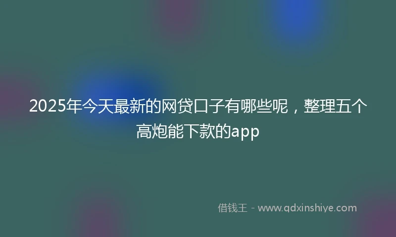 2025年今天最新的网贷口子有哪些呢，整理五个高炮能下款的app
