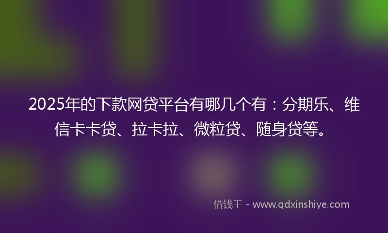 2025年的下款网贷平台有哪几个有：分期乐、维信卡卡贷、拉卡拉、微粒贷、随身贷等。