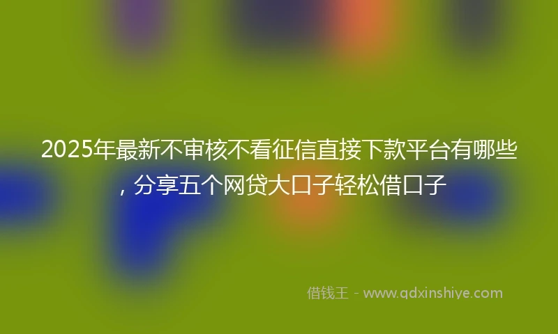 2025年最新不审核不看征信直接下款平台有哪些，分享五个网贷大口子轻松借口子