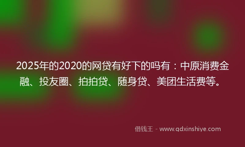 2025年的2020的网贷有好下的吗有：中原消费金融、投友圈、拍拍贷、随身贷、美团生活费等。