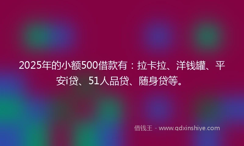 2025年的小额500借款有：拉卡拉、洋钱罐、平安i贷、51人品贷、随身贷等。