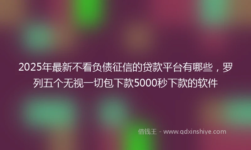 2025年最新不看负债征信的贷款平台有哪些，罗列五个无视一切包下款5000秒下款的软件