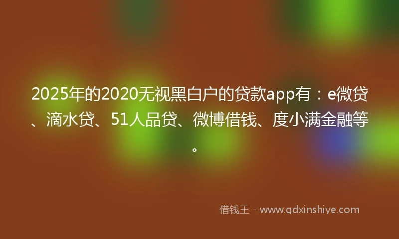 2025年的2020无视黑白户的贷款app有：e微贷、滴水贷、51人品贷、微博借钱、度小满金融等。