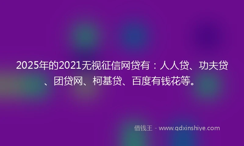 2025年的2021无视征信网贷有：人人贷、功夫贷、团贷网、柯基贷、百度有钱花等。