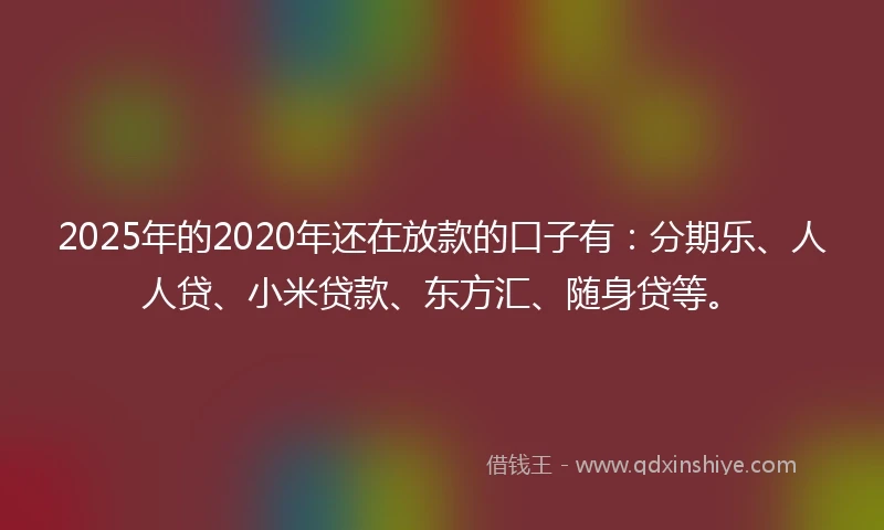 2025年的2020年还在放款的口子有：分期乐、人人贷、小米贷款、东方汇、随身贷等。