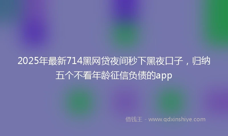 2025年最新714黑网贷夜间秒下黑夜口子，归纳五个不看年龄征信负债的app