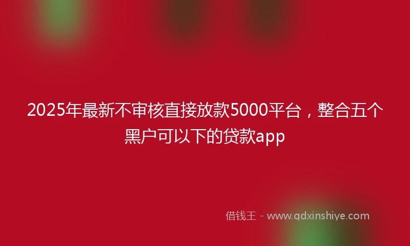 2025年最新不审核直接放款5000平台，整合五个黑户可以下的贷款app