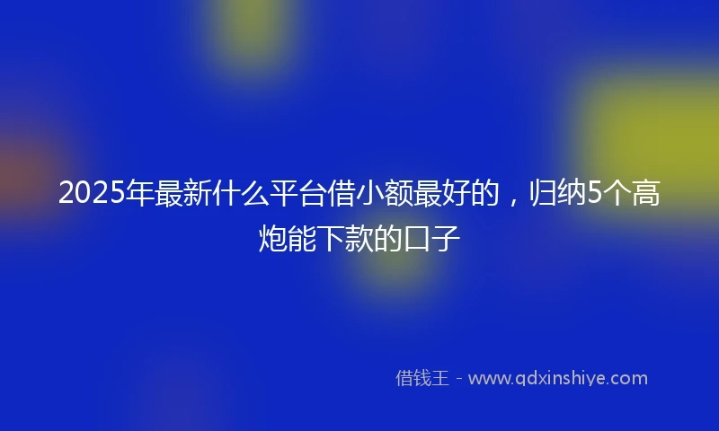 2025年最新什么平台借小额最好的，归纳5个高炮能下款的口子