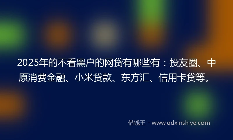 2025年的不看黑户的网贷有哪些有：投友圈、中原消费金融、小米贷款、东方汇、信用卡贷等。