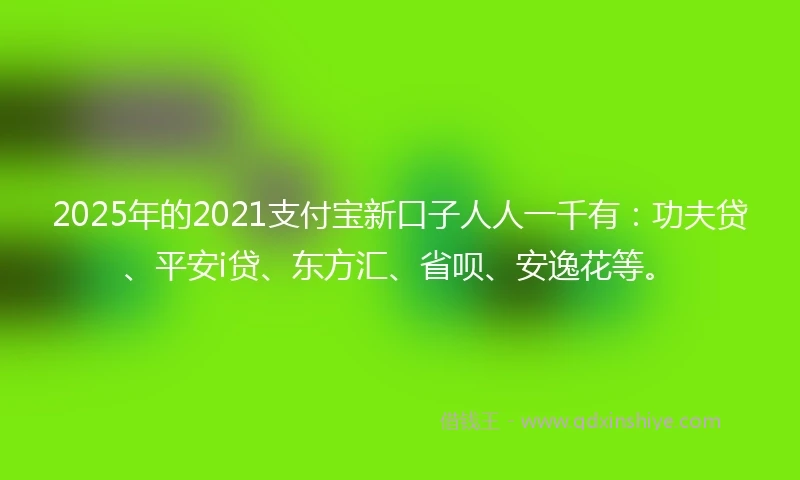 2025年的2021支付宝新口子人人一千有：功夫贷、平安i贷、东方汇、省呗、安逸花等。