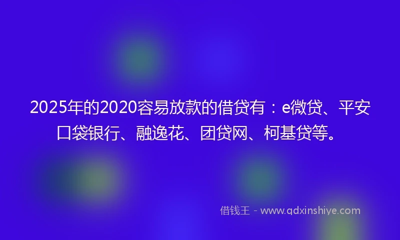 2025年的2020容易放款的借贷有：e微贷、平安口袋银行、融逸花、团贷网、柯基贷等。