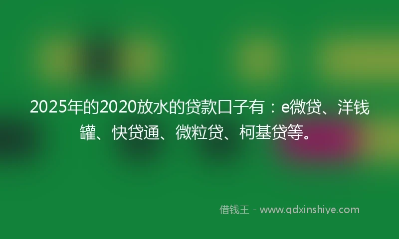2025年的2020放水的贷款口子有：e微贷、洋钱罐、快贷通、微粒贷、柯基贷等。