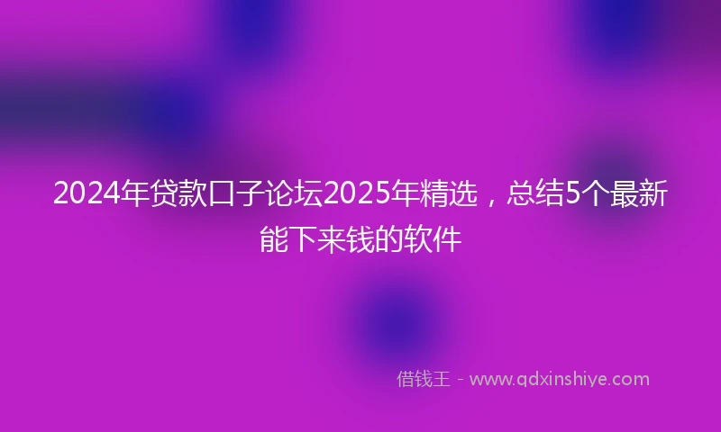 2024年贷款口子论坛2025年精选，总结5个最新能下来钱的软件