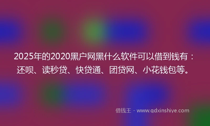 2025年的2020黑户网黑什么软件可以借到钱有：还呗、读秒贷、快贷通、团贷网、小花钱包等。