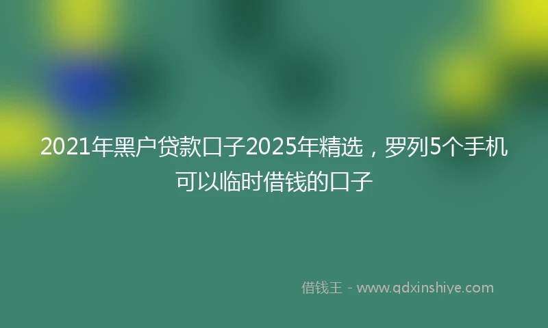 2021年黑户贷款口子2025年精选，罗列5个手机可以临时借钱的口子