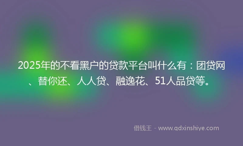 2025年的不看黑户的贷款平台叫什么有：团贷网、替你还、人人贷、融逸花、51人品贷等。