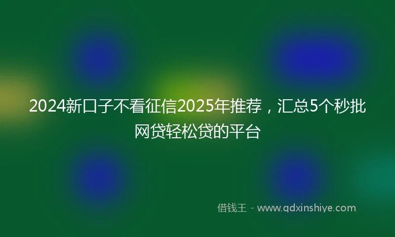 2024新口子不看征信2025年推荐，汇总5个秒批网贷轻松贷的平台