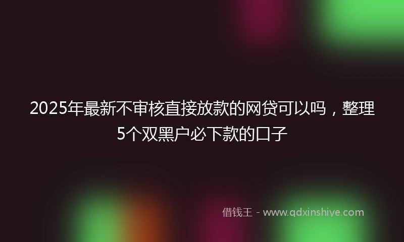 2025年最新不审核直接放款的网贷可以吗，整理5个双黑户必下款的口子