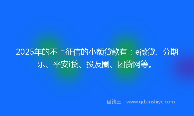 2025年的不上征信的小额贷款有：e微贷、分期乐、平安i贷、投友圈、团贷网等。