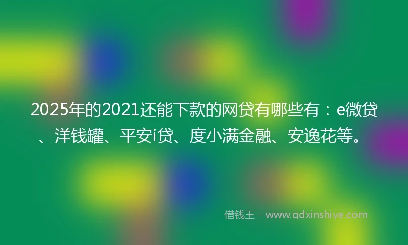 2025年的2021还能下款的网贷有哪些有：e微贷、洋钱罐、平安i贷、度小满金融、安逸花等。