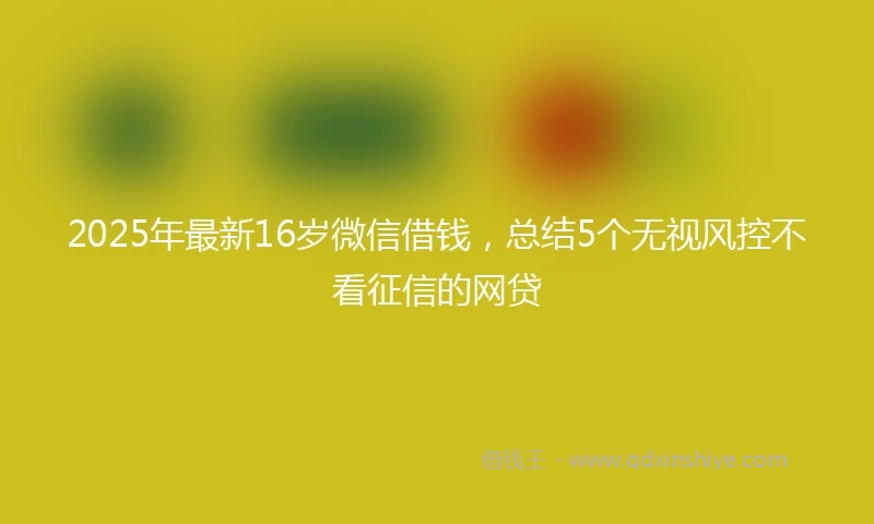 2025年最新16岁微信借钱，总结5个无视风控不看征信的网贷