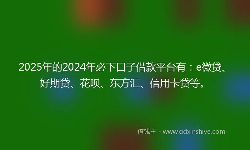 2025年的2024年必下口子借款平台有：e微贷、好期贷、花呗、东方汇、信用卡贷等。