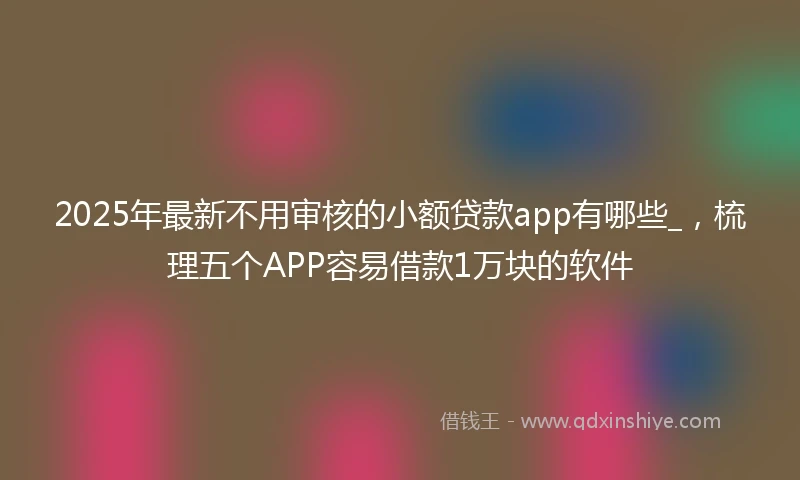 2025年最新不用审核的小额贷款app有哪些_，梳理五个APP容易借款1万块的软件