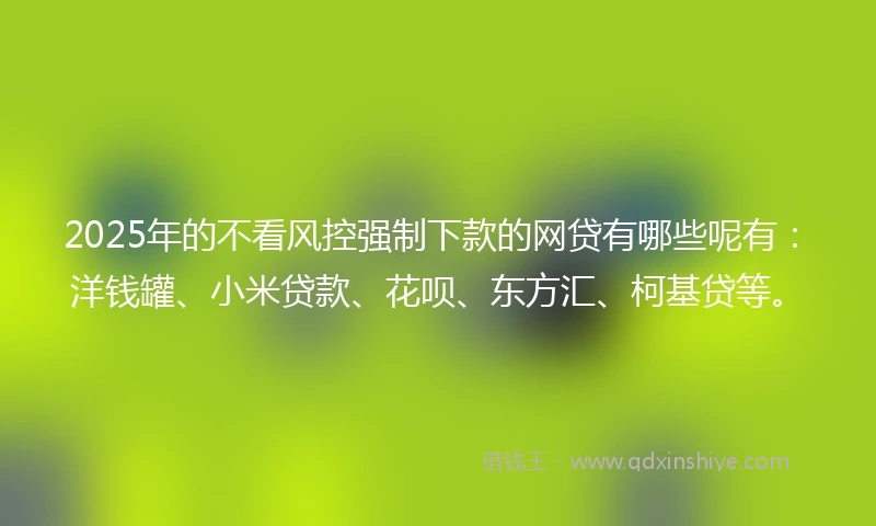 2025年的不看风控强制下款的网贷有哪些呢有：洋钱罐、小米贷款、花呗、东方汇、柯基贷等。