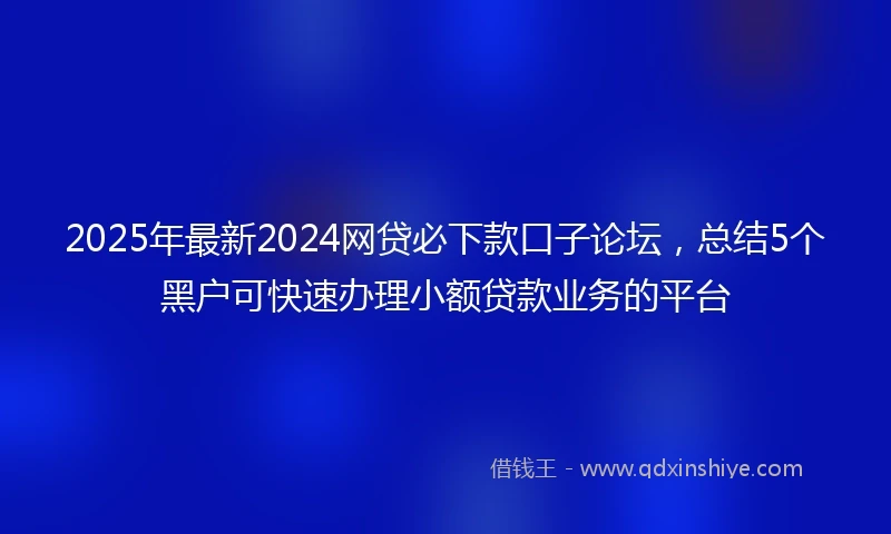 2025年最新2024网贷必下款口子论坛，总结5个黑户可快速办理小额贷款业务的平台
