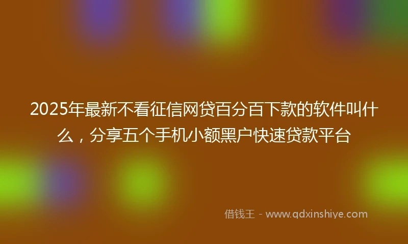 2025年最新不看征信网贷百分百下款的软件叫什么，分享五个手机小额黑户快速贷款平台