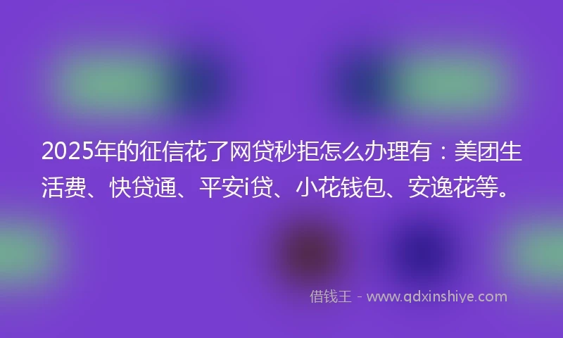 2025年的征信花了网贷秒拒怎么办理有：美团生活费、快贷通、平安i贷、小花钱包、安逸花等。
