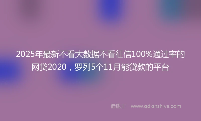 2025年最新不看大数据不看征信100%通过率的网贷2020，罗列5个11月能贷款的平台