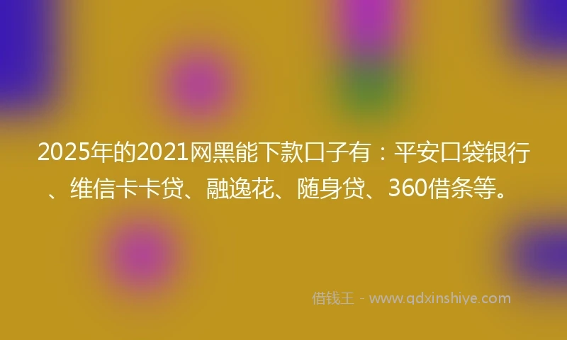 2025年的2021网黑能下款口子有：平安口袋银行、维信卡卡贷、融逸花、随身贷、360借条等。
