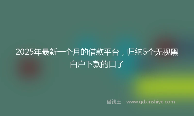 2025年最新一个月的借款平台，归纳5个无视黑白户下款的口子