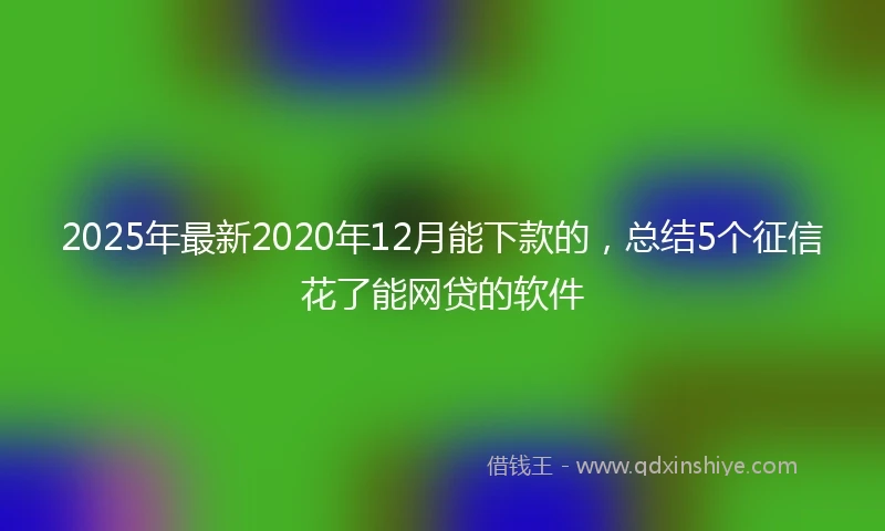 2025年最新2020年12月能下款的，总结5个征信花了能网贷的软件