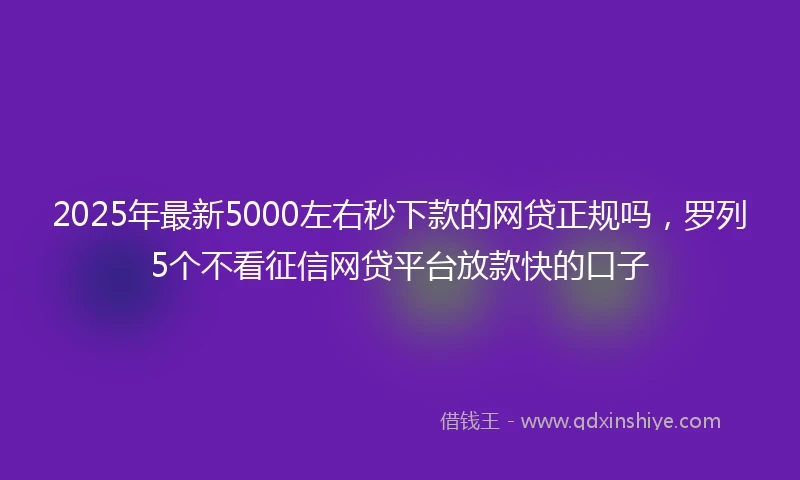 2025年最新5000左右秒下款的网贷正规吗，罗列5个不看征信网贷平台放款快的口子